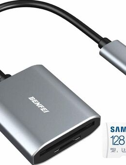 OTG USB 3.0 Typ C, DUAL Speicherkartenleser BENFEI, SD & MicroSD Laufwerke, Samsung EVOPlus MicroSDXC 128GB mit einer Datenübertragung von bis zu 130MB/s, inklusive SD-Adapter - Fürth