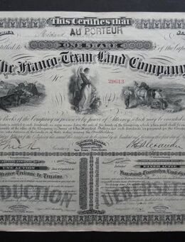 Historisches Wertpapier. The Franco-Texan Land Company, one Share, Dallas, Texas 1876 - Königsbach-Stein