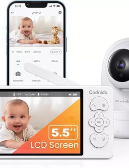 2K Babyphone mit Kamera, 5.5 Zoll Display, 360° PTZ Babyphone NEU - Berlin Neukölln