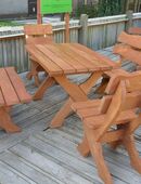 Sitzgarnitur 1,20 m mit 1 x Tisch 2 x Bank 2 x Stuhl NEU massiv aus Erlenholz in 06313