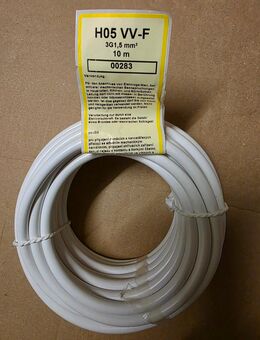 Schlauchleitung, 3 x 1,5 mm, weiß 10 Meter, Neu - Zossen