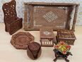 Holz DEKO 7-teilig Tablett Teller Box Antik orientalisch Konvolut in 87600
