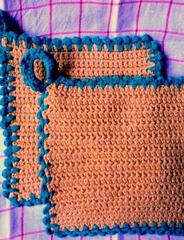 1 Paar Topflappen, Vintage, Handarbeit, - Niederfischbach