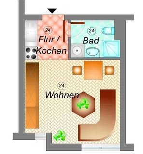 1-Raum-Eigentumswohnung im 2. Obergeschoss mit Tiefgaragenstellplatz in Chemnitz