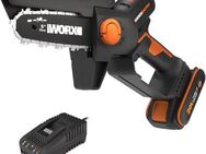 Worx Akku-Kettensäge WG325E NITRO Profi Mini, 12 cm Schwertlänge, Einhand Astsäge, Brushless Motor, inkl. Akku und Ladegerät