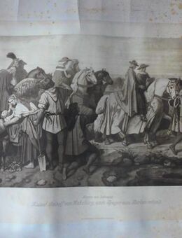 Moritz von Schwind: Kaiser Rudolf von Habsburg, nach Speyer zum Sterben reitend/Kaiser Rudolfs Ritt zum Grabe, Kunstdruck, Vintage 9,- - Flensburg
