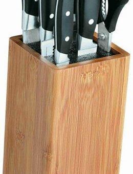 RÖSLE Messerblock Cuisine (7tlg), aus Bambusholz mit 5 Messern und Küchenschere, Klingenspezialstahl