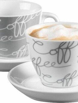 Ritzenhoff & Breker Cappuccinotasse Cornello Grey, Porzellan, 2 Tassen, 2 Untertassen