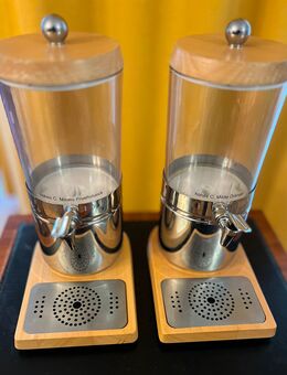 2x APS BRIDGE Saftdispenser 4L Edelstahl/Holz + Ersatzglas/Behälter + Tropfschale - Bad Orb