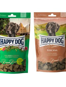 Kombi-Paket: Happy Dog Soft Snack - India 3 x 100 g + 3 x 100 g Toscana