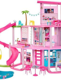 Barbie Puppenhaus Traumvilla, mit 3 Etagen, Licht- und Soundeffekt, Wendelrutsche, Balkon und Pool