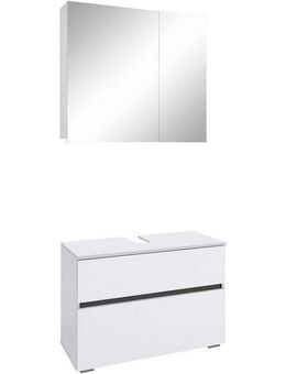 Home affaire Badmöbel-Set Wisla, (Set, 2-St), Spiegelschrank, WBU mit Siphonausschnitt u. Push-to-open, Breite 80 cm