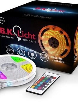 B.K.Licht LED-Streifen Lucilla, 10m LED Stripe Band dimmbar RGB mit Fernbedienung