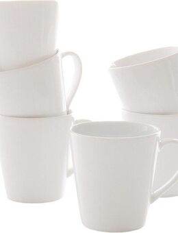 Retsch Arzberg Becher Kaffee-/Henkelbecher HEIKE WEISS 250 ml, konisch, Set 6-tlg. Porzellan, Porzellan, Klassisches Henkelbecher Set für 6 Personen, zeitlos & chic