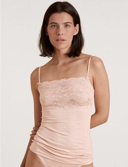 CALIDA Spaghettitop Sensual Secrets semitransparente Spitze, Viskose-Mix, Single Jersey, elastisch, weich
