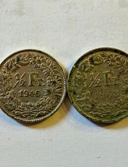 2 x 1/2 Franken Schweiz 1946 + 1963 Silber 835/1000 - Mannheim