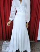 Brautkleid | Abendkleid, Schleppe, asymmetrisch, weiß, Größe XS in 01099
