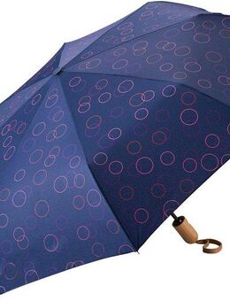EuroSCHIRM® Taschenregenschirm Taschenschirm 32P7, Kreise pink, marineblau, Kreise pink, kompakte Größe, Automatik, Buche Holzgriff