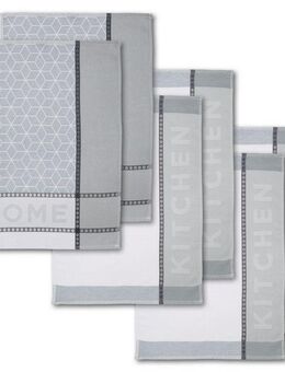Dyckhoff Geschirrtuch HOME / KITCHEN, Maße je Tuch ca. 50x70 cm, (Set, 6-tlg), mit zwei verschiedenen Motiven