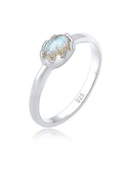 Elli Verlobungsring Labradorit Grau 925 Sterling Silber
