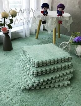 12-teilige Packung Verdickter Spleißteppich Perfekt für Schlafzimmer, Wohnzimmer, Camping und mehr 30x30cm Grün Set23115 - Wuppertal