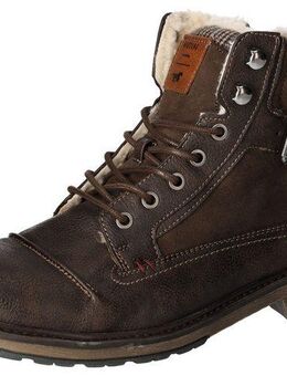 Mustang Shoes Winterboots, Blockabsatz, Winterstiefelette, Schnürboots mit kariertem Besatz