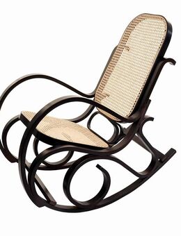 Schaukelstuhl M41, Schwingsessel Fernsehsessel, Massiv-Holz Rattan, FSC®-zertifiziert ~ Walnuss-Optik - Berlin Marzahn-Hellersdorf