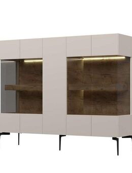 Places of Style Highboard Sky45 Kommode mit Glastüren, Höhe 142 cm, Vitrine, Lackiert mit wasserbasiertem UV-Lack