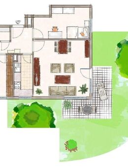 Gückstreffer: Höchberg-Hexenbruch; Architektonisch gut geschnitten, 3-Zi.-ETW mit Gartenanteil, vermietet. - Höchberg