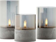 Brilliant Außen-Tischleuchte Bougie, Timerfunktion, LED fest integriert, Extra-Warmweiß, LED-Kerzen 3er-Set, Timer, Höhe 10/12,5/15 cm, Ø 8 cm