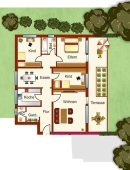 großzügige 4,5 Zimmer-Erdgeschoßwohnung mit 131 m² Wohnfläche mit 37 m² großer Südwestterrasse und großem Garten in sehr ruhiger Wohnlage - Forchheim (Bayern)