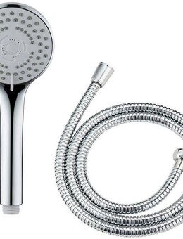 WENKO Handbrause Modell Basic Line Duschkopf Set, (2-tlg), klassischer Brausekopf mit 5 Strahlarten, 150 cm Brauseschlauch