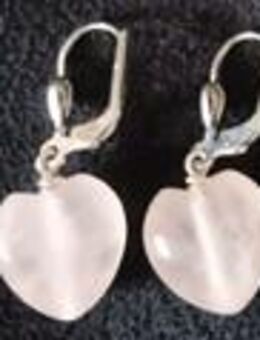 Herzohrringe aus Rosenquarz und 925 Silber - Thaleischweiler-Fröschen