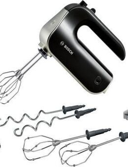 BOSCH Handmixer HomeProfessional MFQ4885DE, 2x Edelst. Besen, 1x Knethaken, schwarz, 575 W, 5 Stufen, Turbostufe, Zerkleinerer, Mixfuß, Mixbecher, Made in Europe