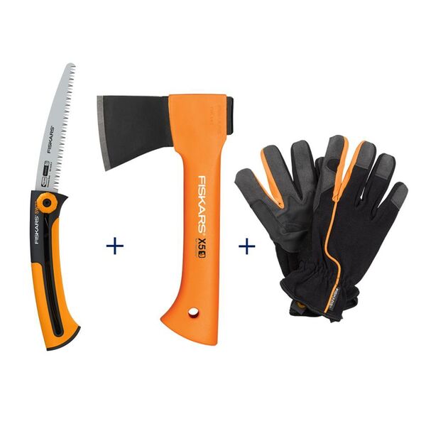 Outdoor-Geschenkset Xtract Astsäge X5 Spitzhacke Fiskars 10761 Handschuhe AXT - Wuppertal
