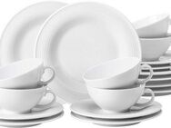 Seltmann Weiden Teeservice Geschirr-Set Beat (18-tlg), 6 Personen, Porzellan, Teetassen, Rillendekor, 18 Teile, für 6 Personen