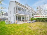 IMMOBERLIN.DE - Exzellente Wohnung mit Südwestterrasse, 150 m2 Garten & Pkw-Stellplatz in familienfreundlicher Lage - Berlin