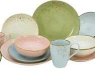 CreaTable Kombiservice Geschirr-Set NATURE COLLECTION Pastell (16-tlg), 4 Personen, Steinzeug, Service, Pastelltöne, 16 Teile, für 4 Personen