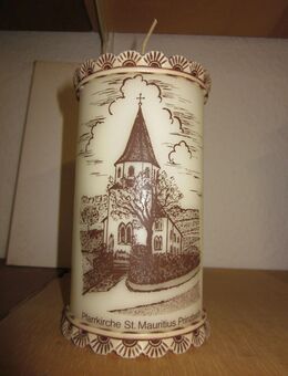 Biberach-Prinzbach Kirche St. Mauritius - Zierkerze mit Wachsborde - Siebdruck- - Mahlberg