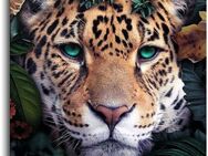Reinders! Wandbild Wandbild Leopard Blumenkranz - Jungle - Farbenfroh, Leopard (1 St)