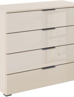 rauch Schubkastenkommode Sideboard Schubladenkommode Schubladenkommode AGORDO mit Glasfront (in zwei Griff-Farben, Breite 80 cm), vier große und geräumige Schubladen mit viel Stauraum MADE IN GERMANY