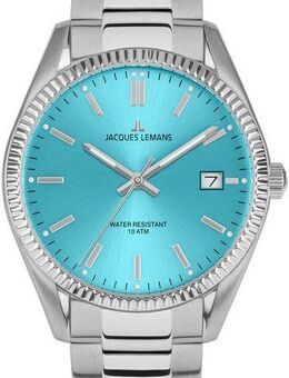 Jacques Lemans Quarzuhr Derby 50-4D, Armbanduhr, Damenuhr, Datum, Leuchtzeiger, Edelstahlarmband