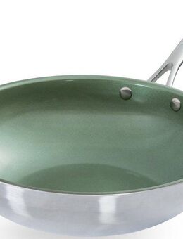JUST VEGAN Wok CeraVegan, Edelstahl 18/8 (1-tlg), Pflanzliche Keramikbeschichtung, Induktion, Ø 28 cm
