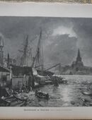 Alte Grafik : Mondscheinnacht am Niederrhein. , Nach dem Gemälde von A. Achenbach ., Blatt 37,5cm x 26,5cm , M24 in 02828