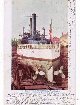 AK Puget Sound Marinestation Washington 1904, Ansichtskarte (T165a) - Sinsheim Zentrum
