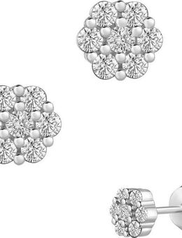 Firetti Paar Ohrstecker Schmuck Geschenk Silber 925 Ohrschmuck Ohrringe Blume, Made in Germany - mit Zirkonia (synth)