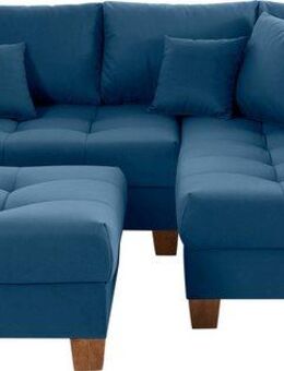 Home affaire Ecksofa Rice L-Form inkl. Hocker, Set, mit Bonnellfederkern, Hocker & Kissen, Ottomane beidseitig montierbar