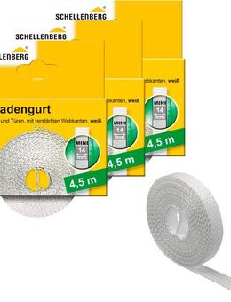 SCHELLENBERG Mini 14 mm, 4,5 m, zur Bedienung eines Rollladens mit Gurtwickler Rollladengurt (Set, 3-tlg), Gurtband in unterschiedlichen Farben erhältlich