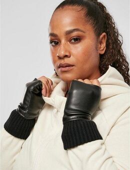 URBAN CLASSICS Baumwollhandschuhe Urban Classics Unisex Half Finger Synthetic Leather Gloves