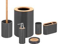 bremermann Badaccessoire-Set 6tlg. Bad-Set SEGNO // u. A. WC-Bürste, Kosmetikeimer, Becher, grau